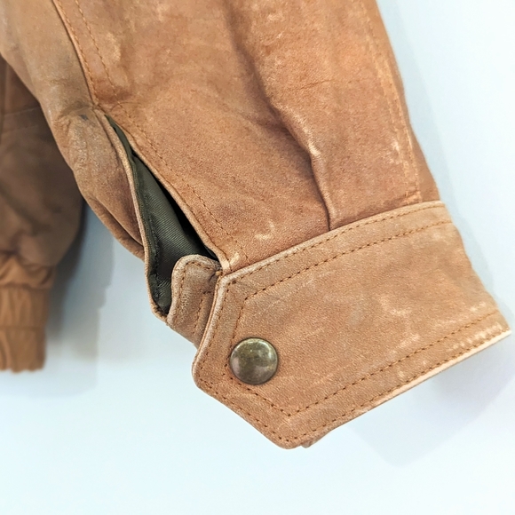 Vintage Natural Leather Bomber Aviation Motorcycle Jacket Tan Brown Size… - Picture 9 of 14